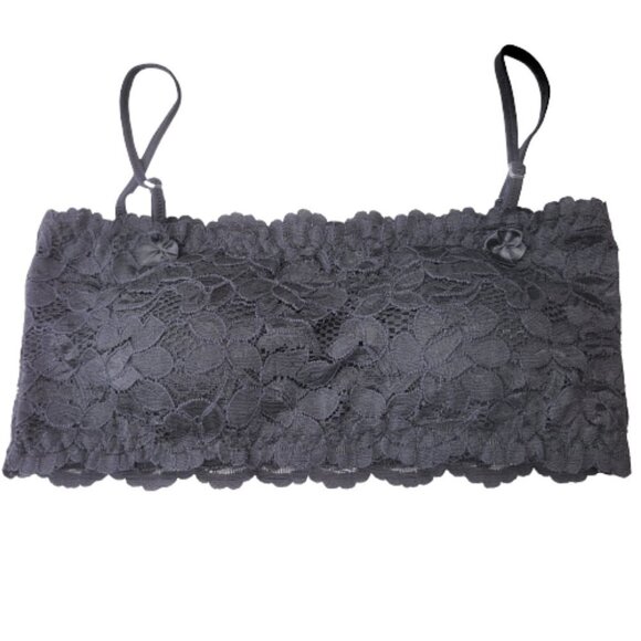 Sexy Black Bralette Crop Top Lace Bandeau Adjustable Straps Removable Pads - NEW - Picture 2 of 12